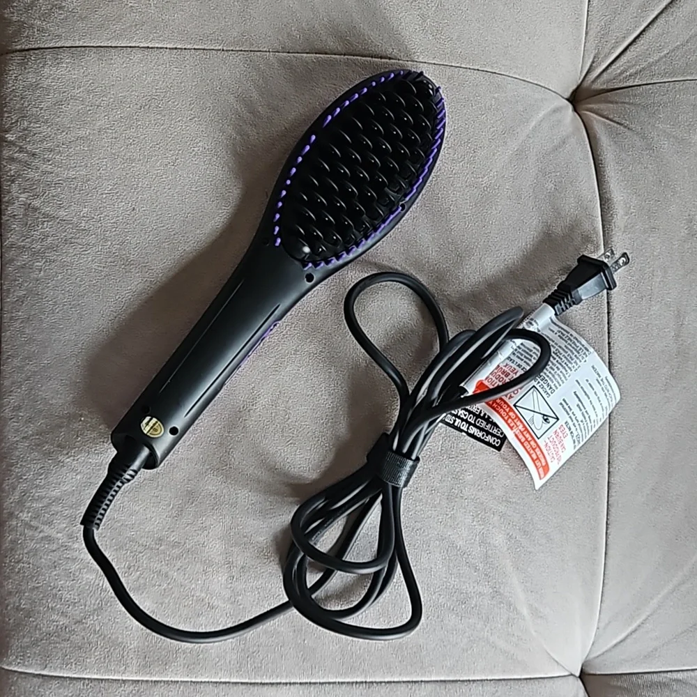 Sutra Heat Brush Hair Straightening Brush Purple Swivel Cord Auto Shutoff